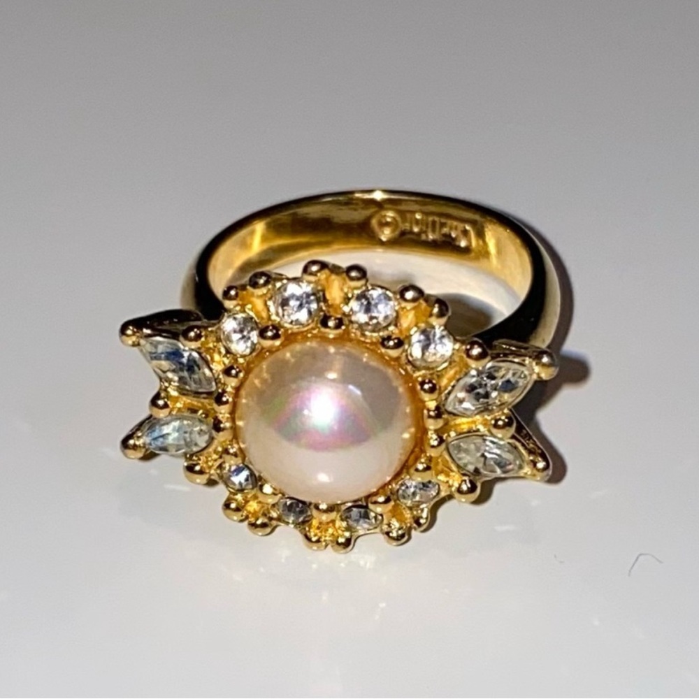 Dior Gold Ring with Pearl Accent